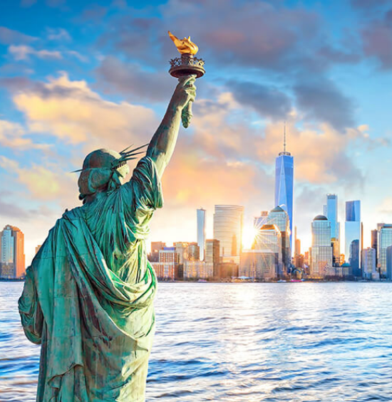New York City skyline and Statue of Liberty